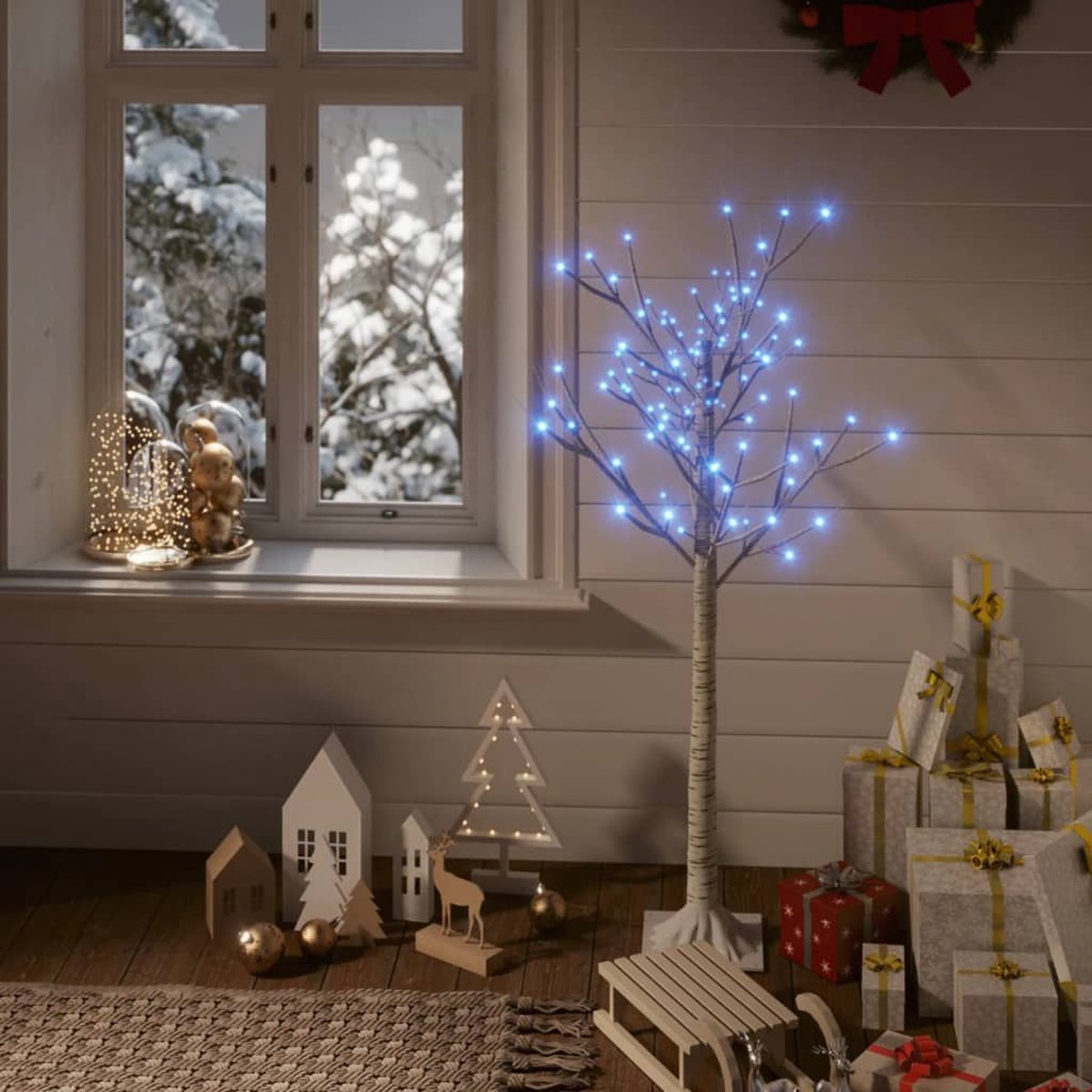Prolenta Premium - Kerstboom wilg met 120 LED's binnen en buiten 1,2 m blauw