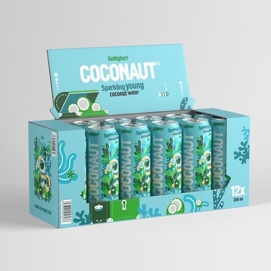 Coconaut Kokoswater Pure Young Coconut Water Sparkling 320 ml x 12