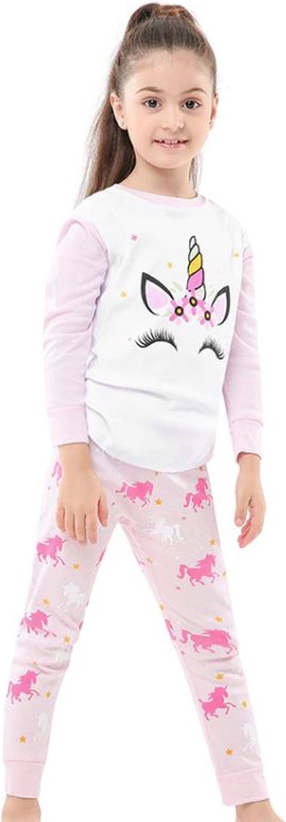Eenhoorn pyjama roze maat 98-104 (3-4 jaar) Unicorn pyjama jurk prinses +  Eenhoorn ketting | bol.com