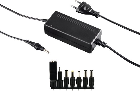 Universele voeding, regelbaar, 2250 mA, 27 W, max. 12 V, 7 adapters