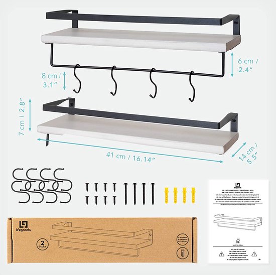 Cnlf Moderne Rustieke Houten Wandplank Set Van 2 Zwevende Plank Met Lade Voor Opslag En Weergave Van Huismeubilair In De Woonkamer