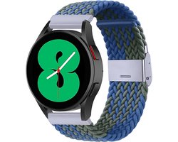 By Qubix - Braided nylon bandje 20mm - Geschikt voor Samsung Galaxy Watch 7 (40 & 44mm) / Galaxy Watch FE / Galaxy Watch 6 / Galaxy Watch 6 Pro / Galaxy Watch 5 / 5 Pro / Galaxy Watch 4 / 4 Classic / Active 2 / Watch 3 (41mm) - Groen / blauw