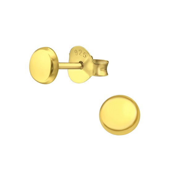 Joy|S - Zilveren ronde oorbellen - 4 mm - oorknopjes - 14k goudplating