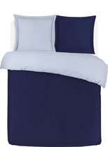 Vision - Parure housse de couette réversible double face - Blauw/gris - Double - Housse de couette 200 x 200cm avec 2 taies d'oreiller assorties - 100% coton