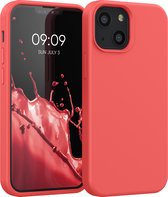 kwmobile telefoonhoesje geschikt voor Apple iPhone 13 mini - Hoesje met siliconen coating - Smartphone case in neon koraal