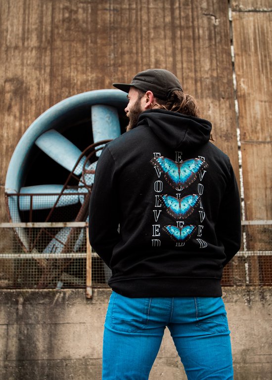 Sweat à capuche homme - Evolved Butterfly - Wurban Wear | Streetwear | Premium | Pull homme | Sweat | Noir
