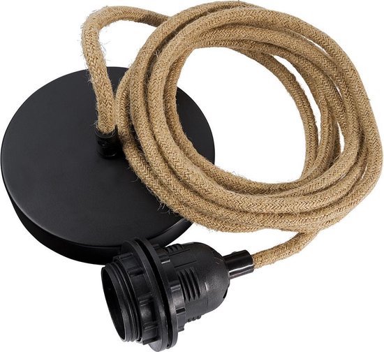 Lampfitting voor plafond pendel met fitting katoenen snoer beige