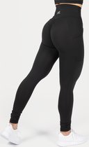 XXL Nutrition - Remotion Legging - Sportlegging Dames, Fitness Leggings met Scrunch Bum & High Waist - 100% Squat Proof - Met Zakken - 75% Polyester, 25% Spandex - Zwart - Maat L