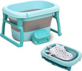 FOXSPORT Babybadje - Inklapbaar bad - Bad Baby - Zitbad - Bath bucket - Opvouwbaar bad kinderen - Baby badje - Opvouwbaar bad baby - Opvouwbaar bad - baby badkussen - Blauw