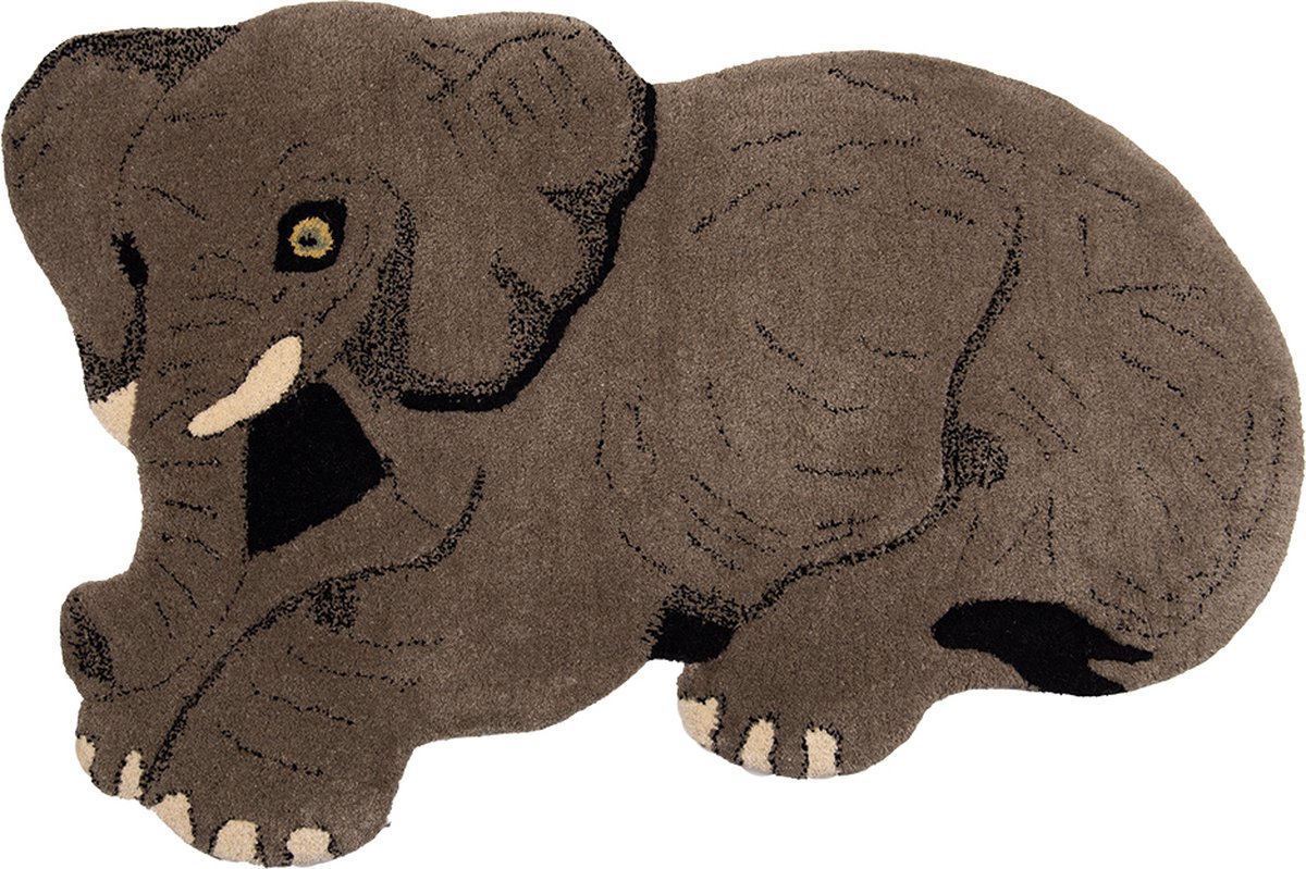 Vloerkleed Olifant 60x90 cm Grijs Wol Tapijt