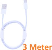 3 Meter Geschikt voor: USB C Usb kabel naar USB 2.0 A Male kabel Geschikt voor: Oppo / OnePlus / Motorola / Samsung / Huawei / Sony / Nintendo Switch / Playstation 5 Game Controller PS5 - Wit
