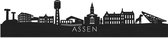 Skyline Assen Zwart hout - 120 cm - Woondecoratie - Wanddecoratie - Meer steden beschikbaar - Woonkamer idee - City Art - Steden kunst - Cadeau voor hem - Cadeau voor haar - Jubileum - Trouwerij - WoodWideCities