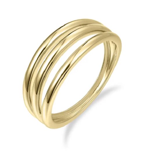Schitterende 14 Karaat Gouden Luxe Gepolijste 3 Bands Ring 17.25 mm (maat 54) model 275|Aanzoeksring