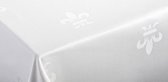 Tafelkleed Franse lelie wit 140 rond (Hotelkwaliteit: 250 gr/m2) - damast - geweven