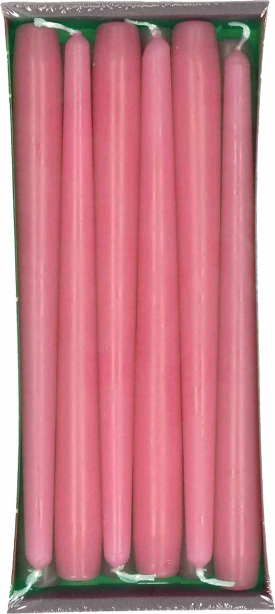 Enlightening Candles 24x Oud roze dinerkaarsen 25 cm 8 branduren - Geurloze kaarsen oud roze - Tafelkaarsen/kandelaarkaarsen