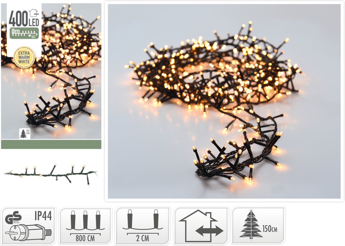 Kerstverlichting Cluster 1800 Led 36 Meter Wit (extra Warm) – foto 6