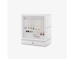 Sieradendoos Noor | Wit | Acryl | Sieraden organizer | Jewellery organizer | Sieraden opbergen | Opberg box | Organizer | Velvet onderkant | Ringen display | Jewelery organizer | Jewellery box | Jewelery box | Sieradenbox | Organizer | Beautybox |