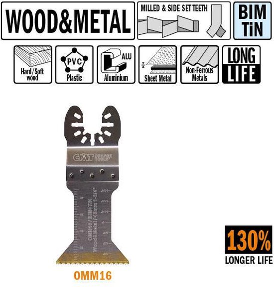 CMT - Multitoolzaagblad voor hout en metaal, 45mm - Multitool machine accessoires - Zagen - Hout - 1 Stuk(s)