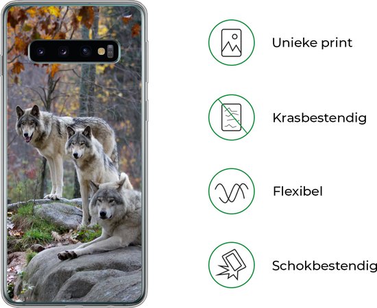 Coque Samsung Galaxy S10 - Loups - Roche - Forêt - Siliconen