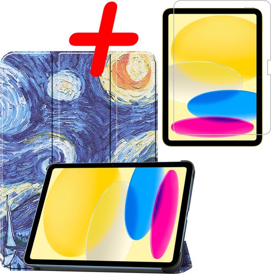 iPad 10 2022 Cover Case Hard Cover With Screen Protector - iPad 10 Case Bookcase - Starry Sky