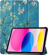 Hoes Geschikt voor iPad 2022 Hoes Tri-fold Tablet Hoesje Case Met Screenprotector - Hoesje Geschikt voor iPad 10 Hoesje Hardcover Bookcase - Bloesem