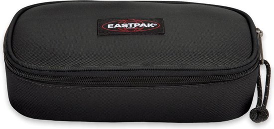 Zwart ovalen Eastpak etui met rits en trekker.