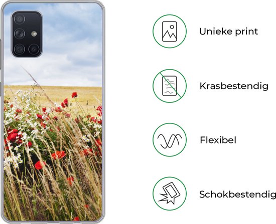 Coque Samsung Galaxy A51 - Nuages - Fleurs - Rouge - Siliconen