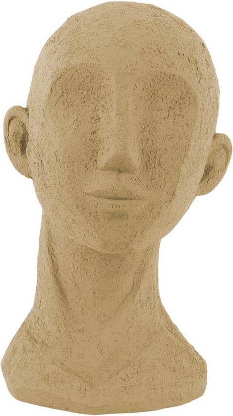 Present Time Ornament Face Art - Polyresin Zandbruin - 14,7x15,4x24,5cm - Scandinavisch