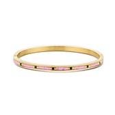 CO88 Collection 8CB-91165 Stalen Bangle met Miyuki Kralen - Roze - 58x49mm - Goudkleurig