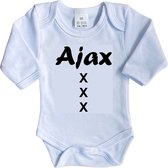 La Petite Couronne Romper Lange Mouw "Ajax XXX" Unisex Katoen Wit/zwart Maat 56