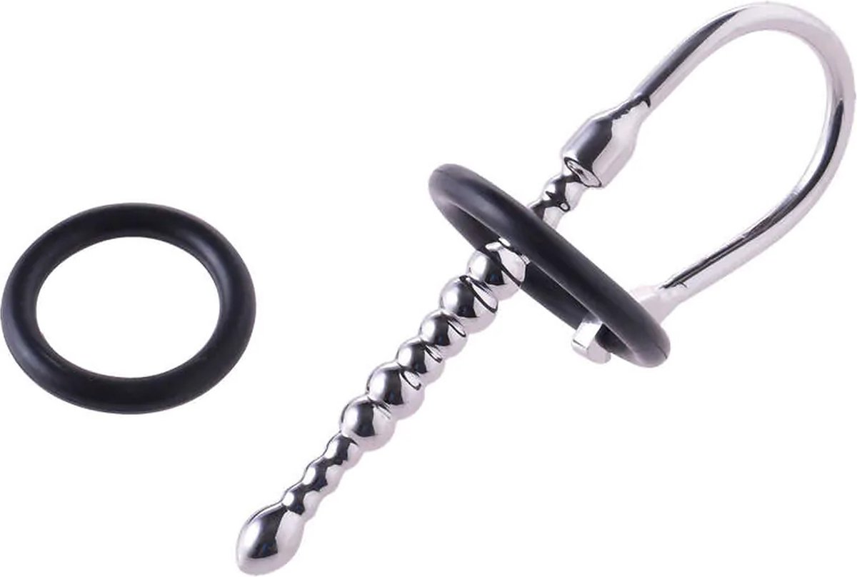 Goedkoopste Black Label - Beaded - Geribbelde Plasbuis Stretcher met Siliconen Eikelringen