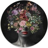 Melli Mello - Floral Thoughts - Muurcirkel - Ø 100 - Wallcirkel - Wanddecoratie - Dibond - Woonaccessoire - Kunst - Schilderij