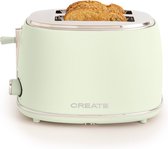 CREATE Broodrooster - Toaster - 6 niveaus - 2 Extra Brede Sleuven - 850W - Pastelgroen - Toast Retro Stylance S