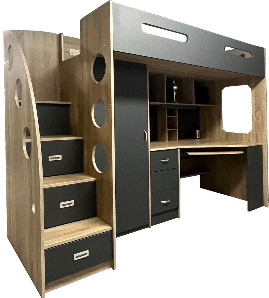 Lit mezzanine avec armoire et bureau Lolo | bol.com