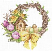 Borduurpakket Spring Wreath - Adriana - telpatroon om zelf te borduren