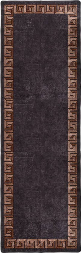 vloerkleed - wasbaar - zwart - goud - anti slip - zacht - decoratie - bescherming - fluweel - weinig onderhoudt - 80 x 300 cm