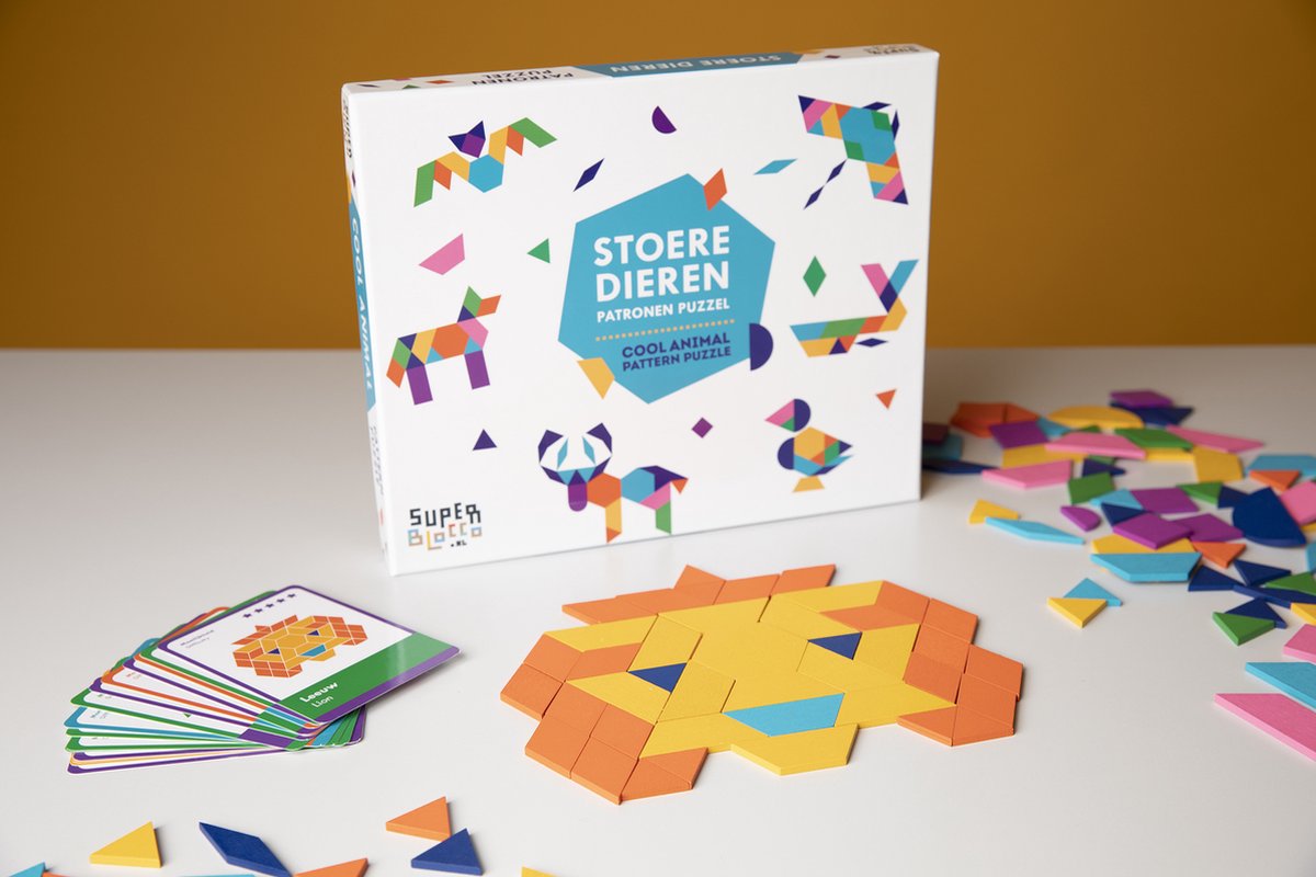 SuperBlocco Stoere Dieren Patronenpuzzel Houten Puzzel Vormenpuzzel Tangram Puzzel Montessori