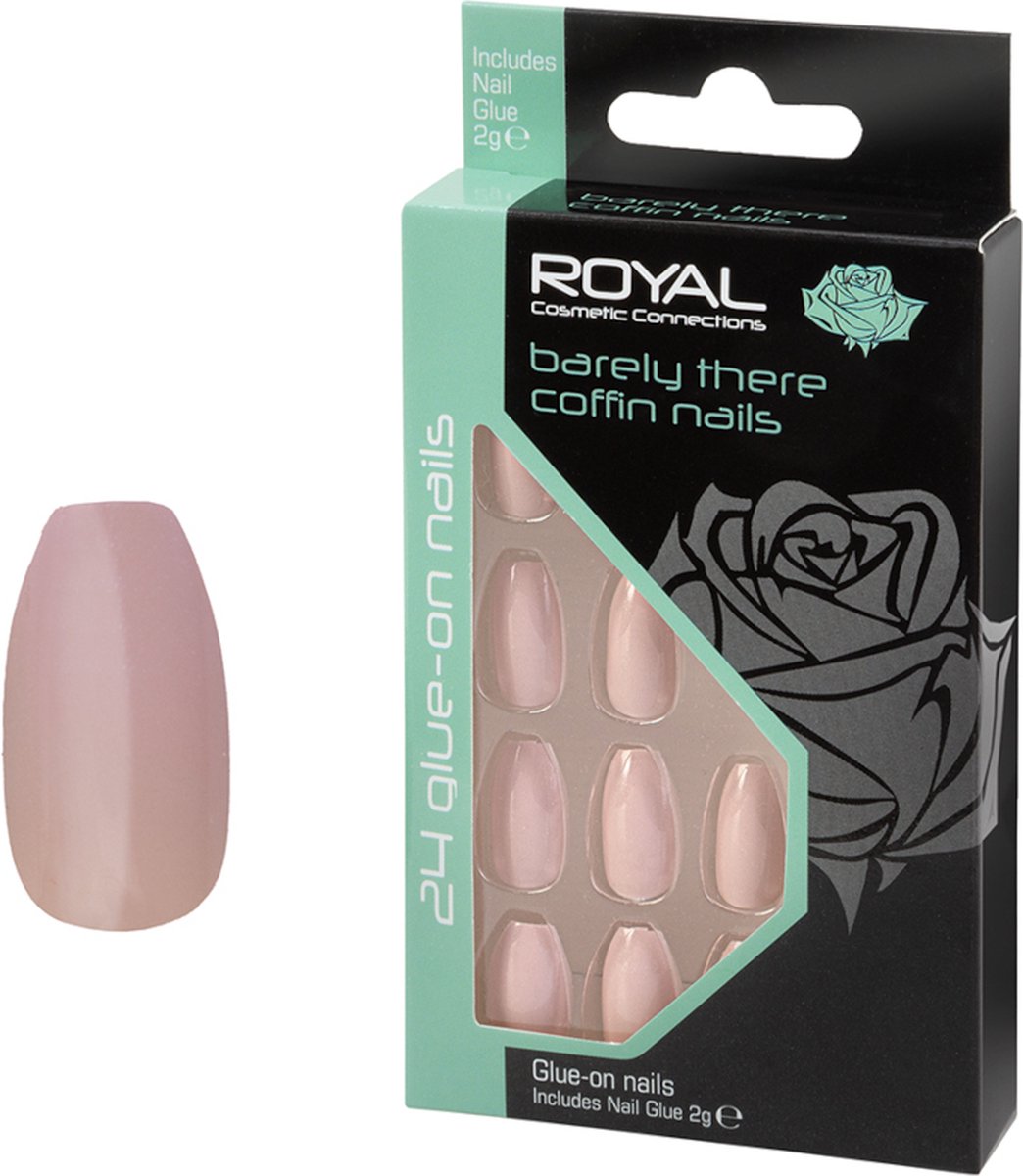 Goedkoopste Royal 24 Coffin Glue-on Nails - Barely There