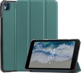 Case2go - Tablet Hoes geschikt voor Nokia T10 (2022) - 8 Inch - Tri-Fold Book Case - Met Stand Functie - Donker Groen