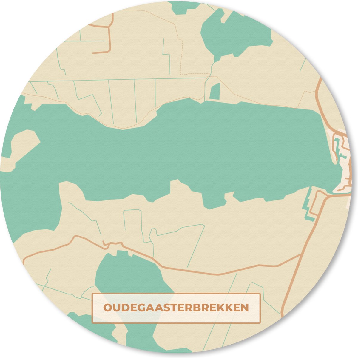 Muismat rond 30x30 cm - Mousepad Oudegaasterbrekken - Stadskaart - Vintage - Kaart - Plattegrond - Ronde muismatten - Stadskaart