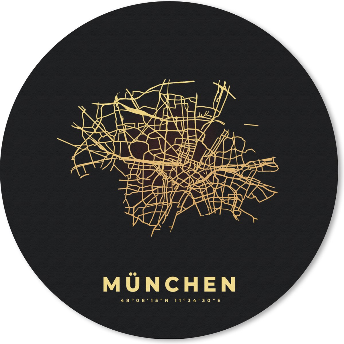 Muismat rond 20x20 cm - Mousepad Kaart - München - Luxe - Plattegrond - Stadskaart - Ronde muismatten - Stadskaart