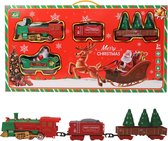 Coffret train de Noël I avec son et lumière - 14 pièces - rouge & vert