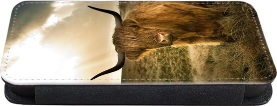 Bookcase pour iPhone 13 Pro Max Bookcase - Highlander écossais - Soleil - Animaux - Avec compartiments - Étui portefeuille avec fermeture magnétique