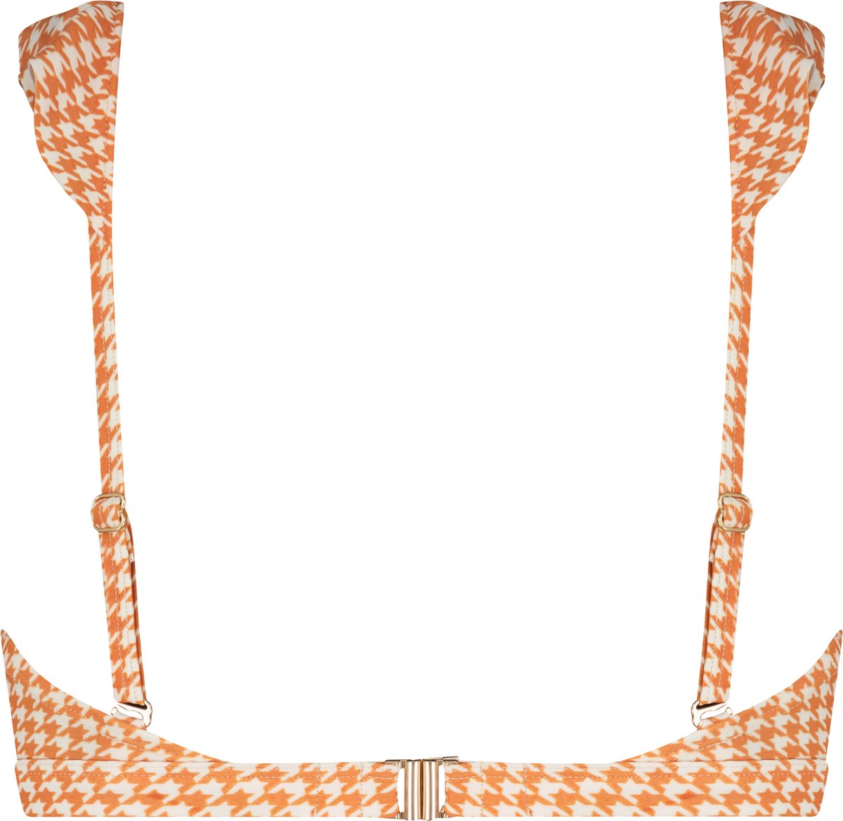Beachlife Pied de Poule Dames Bikinitopje Oranje, wit