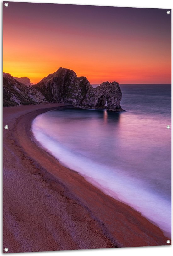 WallClassics - Poster de Jardin - Rochers sur la Plage avec Mer Calme - 100x150 cm Photo sur Poster de Jardin (décoration murale pour l'extérieur et l'intérieur)