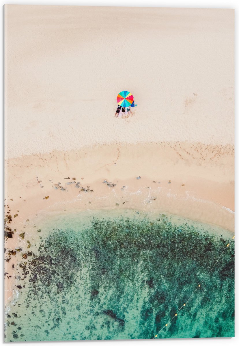 Acrylglas - Parasol op het Strand - 40x60 cm Foto op Acrylglas (Wanddecoratie op Acrylaat)