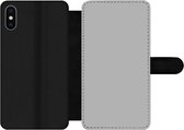Bookcase Geschikt voor iPhone XS telefoonhoesje - Grijs - Effen print - Met vakjes - Wallet case met magneetsluiting