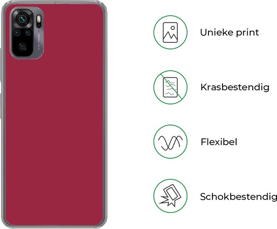 Convient pour coque Xiaomi Redmi Note 10S - Rouge - Couleur unie - Coque de téléphone en Siliconen