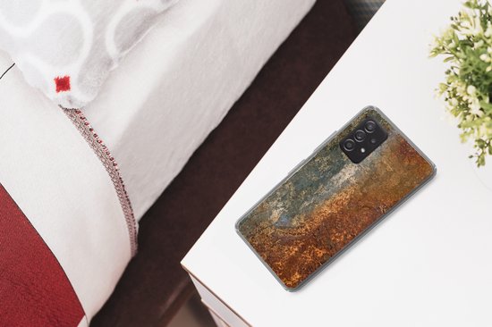 Convient pour coque Samsung Galaxy A33 5G - Acier - Impression rouille - Vieux - Oranje - Grijs - Motif - Abstrait - Coque de téléphone en Siliconen