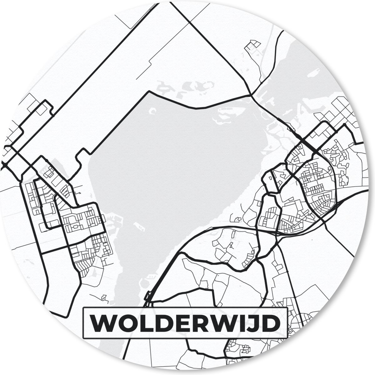 Muismat rond 20x20 cm - Mousepad Plattegrond - Kaart - Stadskaart - Wolderwijd - Ronde muismatten - Stadskaart